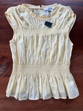 NWY Joe’s Jeans Sleeveless Voile Peplum Top in Yellow Size Small